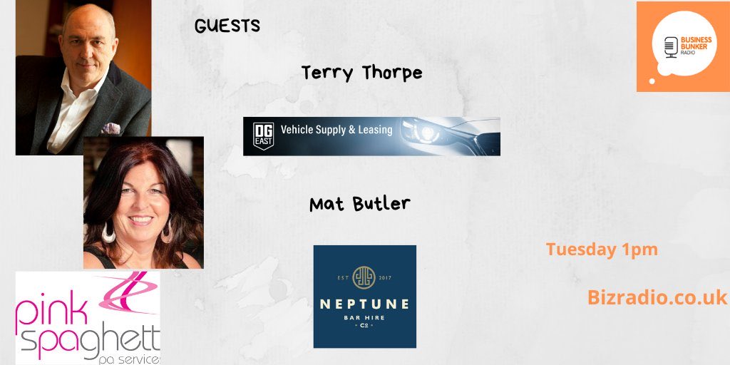 Tomorrow on the #BBunker Radio Show 
Paul &amp; Jules are with guests 

Terry <a href="/DGEast1/">D G East</a>

Mat <a href="/neptunebars/">neptunebars</a>

Show sponsor @PinkSpag_Vikkie

All the details here ==&gt; bizradio.co.uk