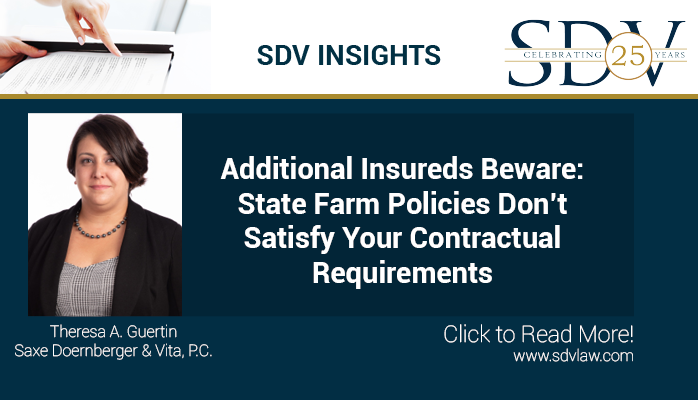 SDVLaw's tweet photo. Additional Insureds Beware: State Farm Policies Don’t Satisfy Your Contractual Requirements. Click here to learn more. >> https://t.co/AFikj2XdW2 
 #insurance #insurancepolicy #insurancecoverage #insurancelaw #policyholders #statefarm #additionalinsureds #contracts #laborlaw https://t.co/6ju6b4plVf