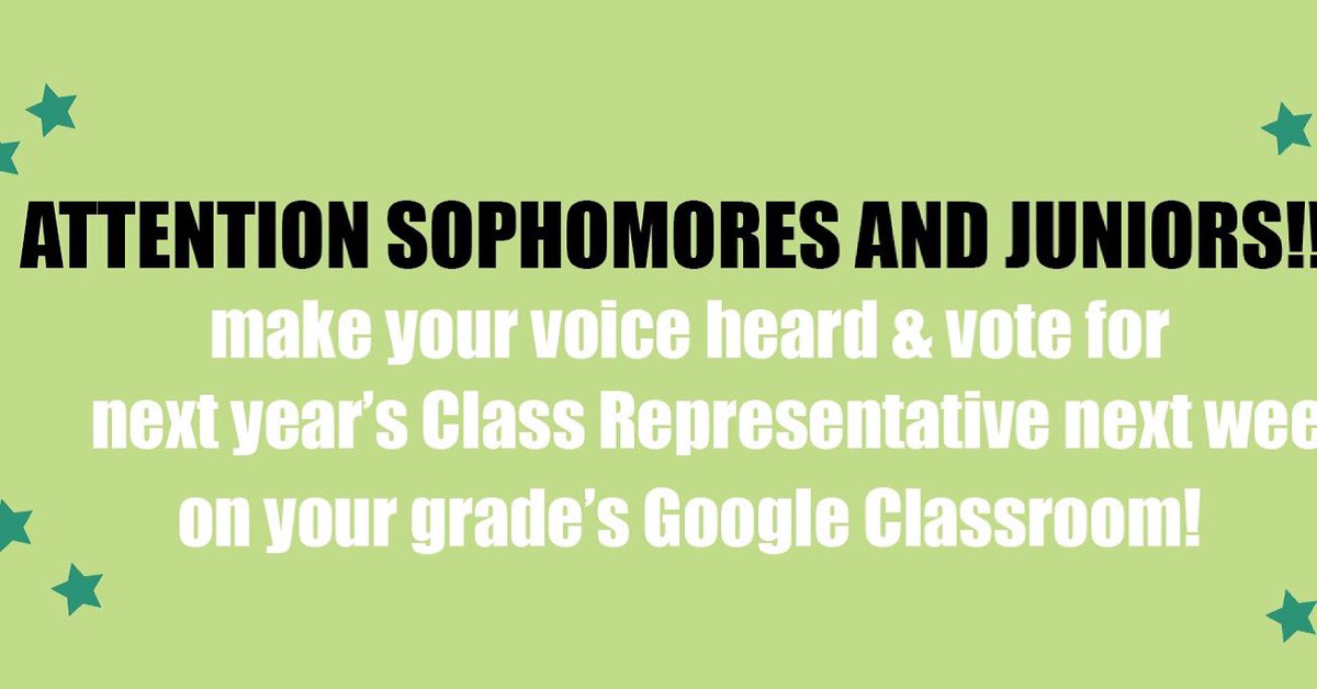 wmhsstudgov's tweet photo. Make your voice heard by voting for next years class rep !!💚💚 https://t.co/3Qo4spIal5