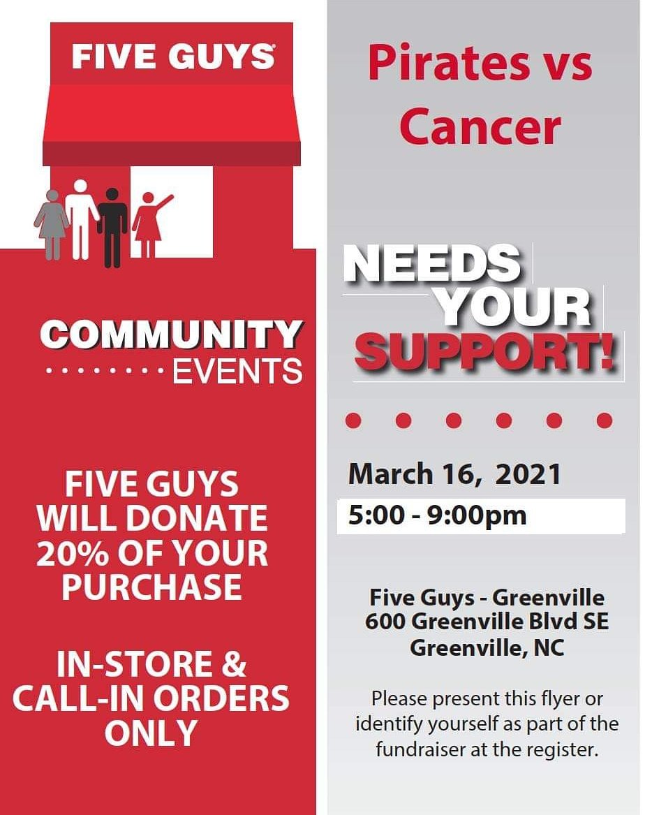 Reminder that this is tomorrow!! Between 5-9pm at 600 Greenville Blvd!! 20% will go towards the pediatric patients!! Tell them you are part of PVC or show them this flyer!!