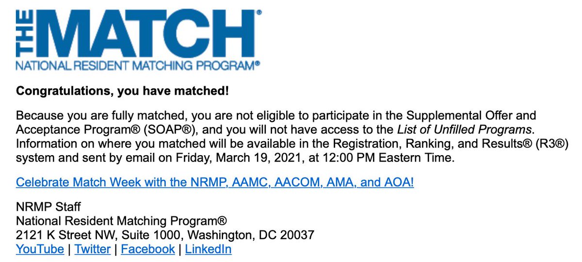 Matched into Internal Medicine! Can’t wait to see where on Friday! #Match2021