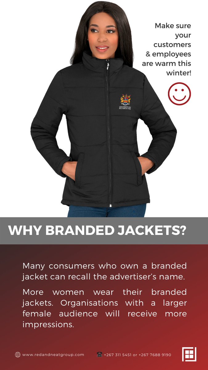 RedandNeatGroup's tweet photo. CONSUMERS HAVE A POSITIVE SENTIMENT TOWARDS AN ADVERTISER, ONCE RECEIVING A BRANDED JACKET. - Amrod
 Make sure your team is warm ahead of the winter season, re pushe mereko!

#pushamereko
#promoproductswork
https://t.co/7127YbOIZ2 https://t.co/ys5TmABChg