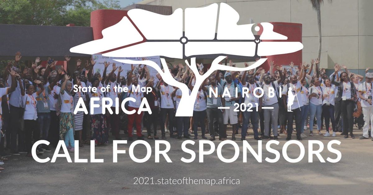 State of the Map Africa 2021 is in Nairobi, Kenya! Want to support? #SotMAfrica2021 Here's our sponsorship details
EN: 2021.stateofthemap.africa/sponsorship/
FR: 2021.stateofthemap.africa/fr/sponsorship/