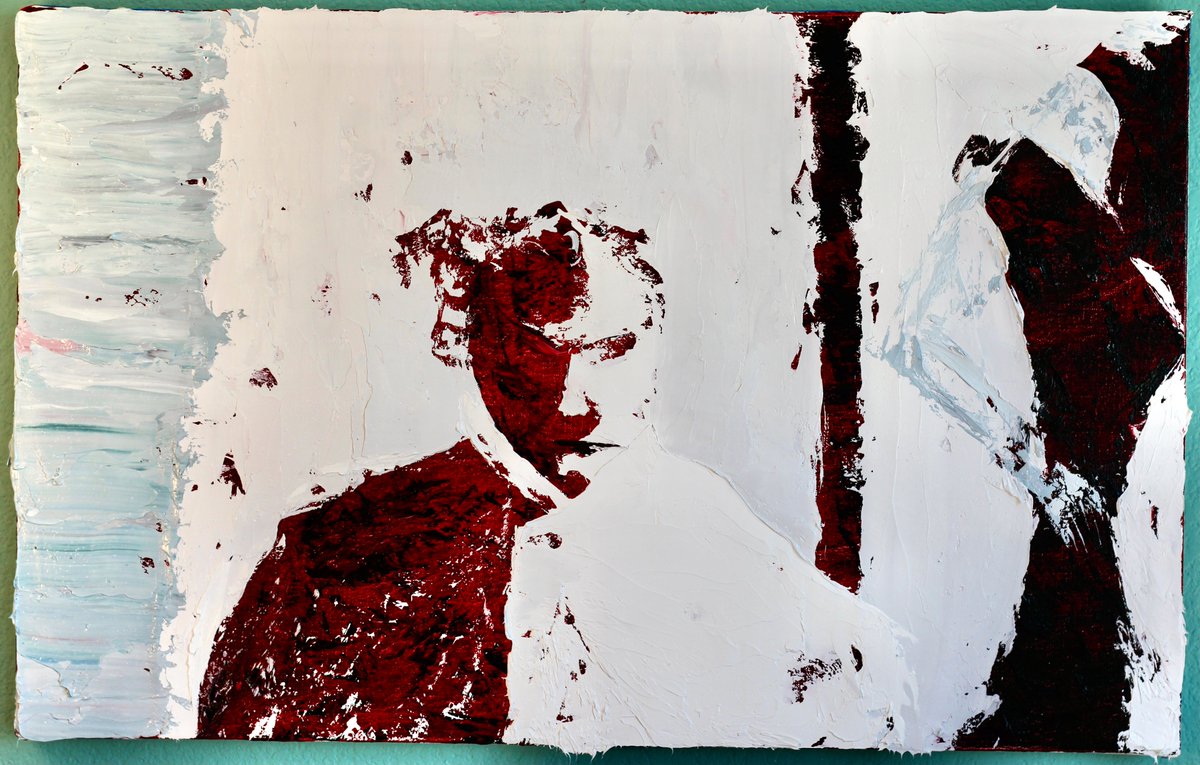 saralarner's tweet photo. thanks for the shout out, Mary! @thehorrorchick, I paint abstract versions of screenshots from tv/film, with an emphasis on horror. I've attached a sample of my work.  You can find more at my instagram (sarapaintstv) or my website (https://t.co/zHRNghpbct). DM if interested! https://t.co/bLOxecA7wN