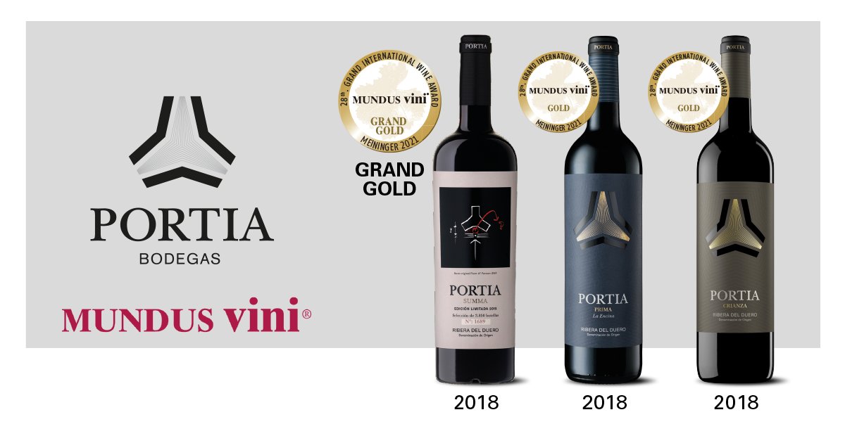 Empezamos la semana por todo lo alto 🤩 ¡Una Medalla Gran Oro y dos Medallas de Oro para nuestros vinos en el concurso Mundus Vini de Alemania! 
🍷 Portia Summa 2018 Gran Oro
🍷 Portia Prima La Encina 2018 Oro
🍷 Portia Crianza 2018 Oro
¿Brindas con nosotros para celebrarlo?