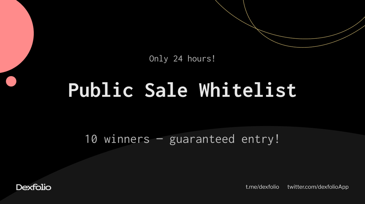 dexfolioapp's tweet photo. Public sale whitelist is live for 24 hrs! https://t.co/H3hIVeIzCS

10 winners will get 30 min head start AFTER the $VLT holders participate.

If it sells out before, we'll add $10,000 more of $DEXF so each winner can still participate! 

This means guaranteed entry if you win! https://t.co/ULrzxoIh18