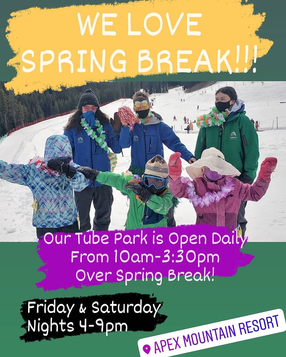 We Love Spring Break!!!
Our Tube Park is Open Daily from 10am-3:30pm Over Spring Break!
Friday &amp; Saturday Nights from 4pm-9pm!

#springbreak
#springskiing
#springriding
#tubepark
#tubeparkadventures
#familytime