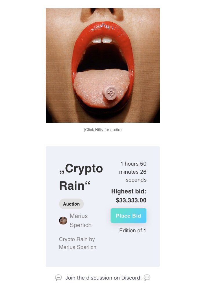 💊Auction ends in less than 2 hours💊 

Crypto Rain will be the very first videowork i have ever sold. 

🤯🤯🤯