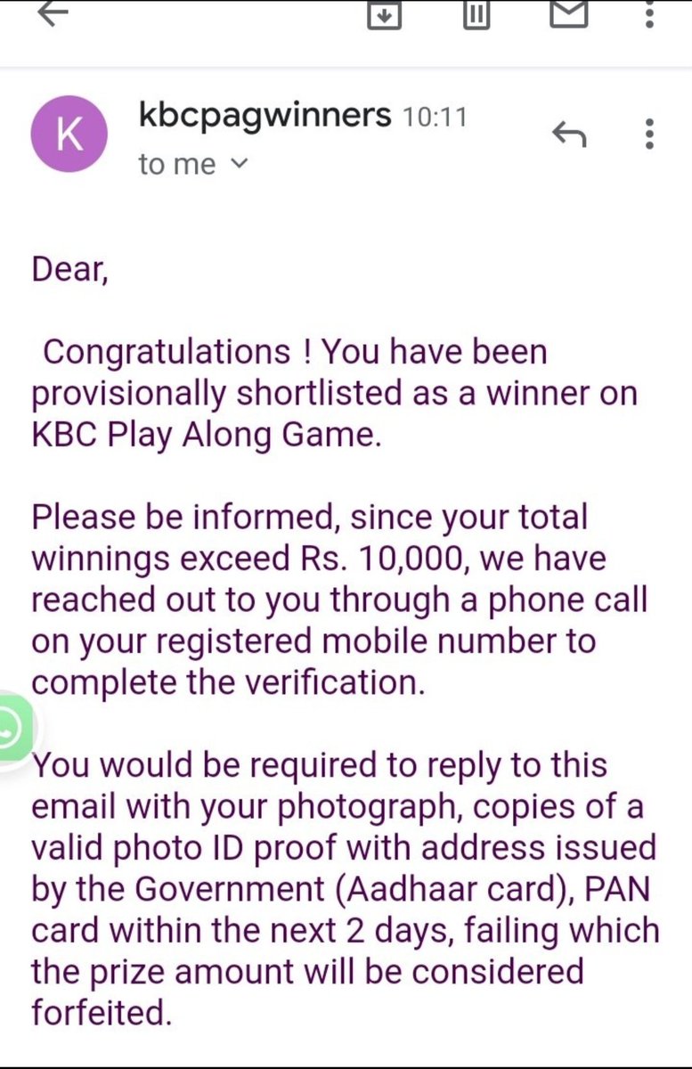 ashwini290697's tweet photo. @SonyTV 
@babubasu 
@SrBachchan 
@aajtak 
@jagograhakjago

Kbc Fake hai...
Episode 70 k winner hone k baad bhi prize redeem ka link nhi aya abhi tak..
Kaafi mail &amp; tweet kiya hai par kahi se koi reply nhi mila.
Email id- kumarjeejhakjj3338@gmail.com https://t.co/VyY16Vtx6M