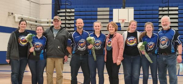 HolupkaS's tweet photo. Proud but sad day Saturday.  Sophia, Emma and Payton shot their final home tournament.  Six years of practice, running all over creation to tournaments and all of the good times passed too quickly.  Luckily State will be in person this year - one last tourney fun trip! https://t.co/iFtw2ZYCAm