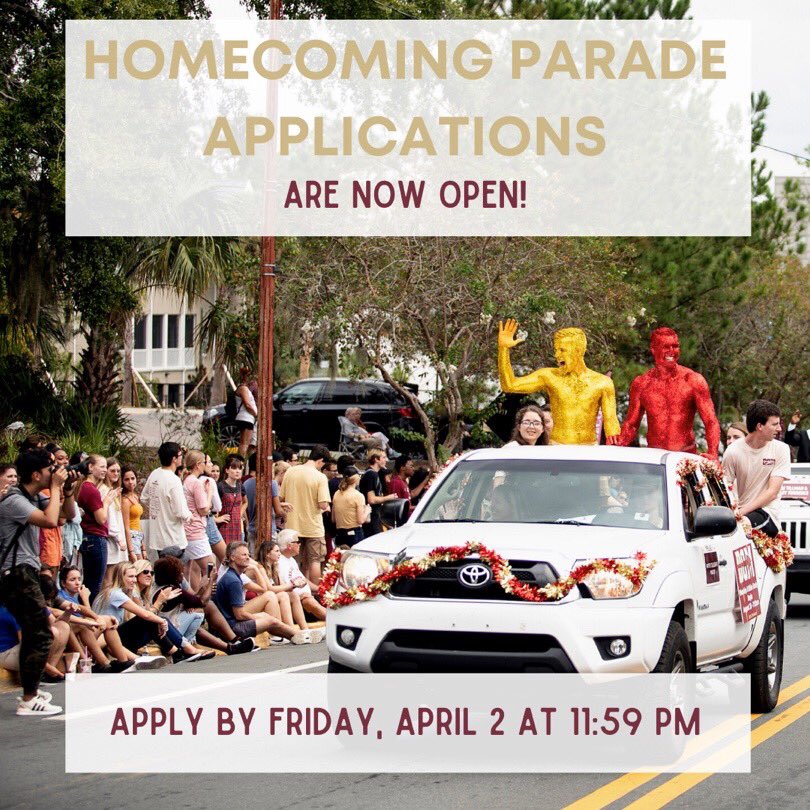 Spring 2021 Homecoming Reverse Parade applications are now OPEN! Click the link in our bio to learn more about what this Spring’s Parade will look like and how to participate 🌟