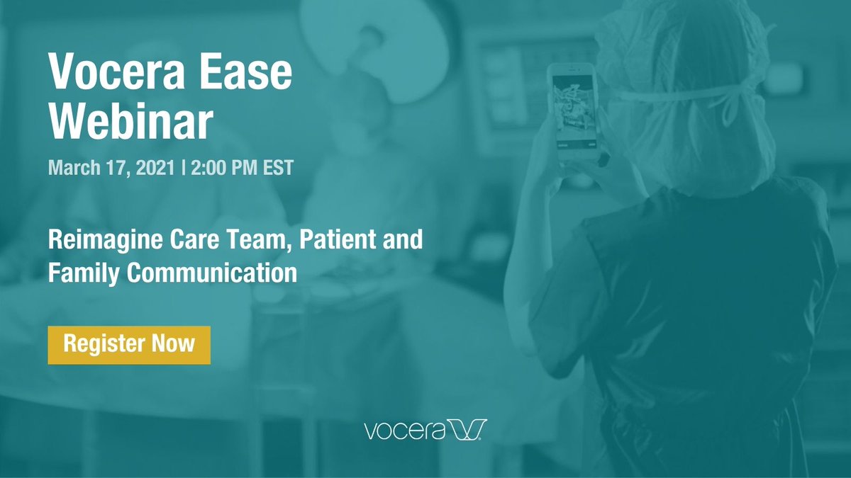 VoceraEase's tweet photo. There is still time to register for this week's webinar featuring @LVHN. Learn how the perioperative leadership team evaluated and selected the #VoceraEase to enhance engagement with patients’ families. https://t.co/prlxII380Z https://t.co/syseBbnD1B
