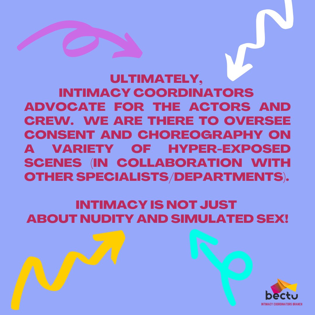 Intimacy Coordinators are being spoken about more and more in relation to simulated sex; but we can also consult, advise and offer choreography on a range of hyper-exposed scenes! <a href="/bectu/">Bectu</a>  #IntimacyCoordination #IntimacyCoordinatorTVfilm #IntimacyCoordinatorUK #union #TVandFilm