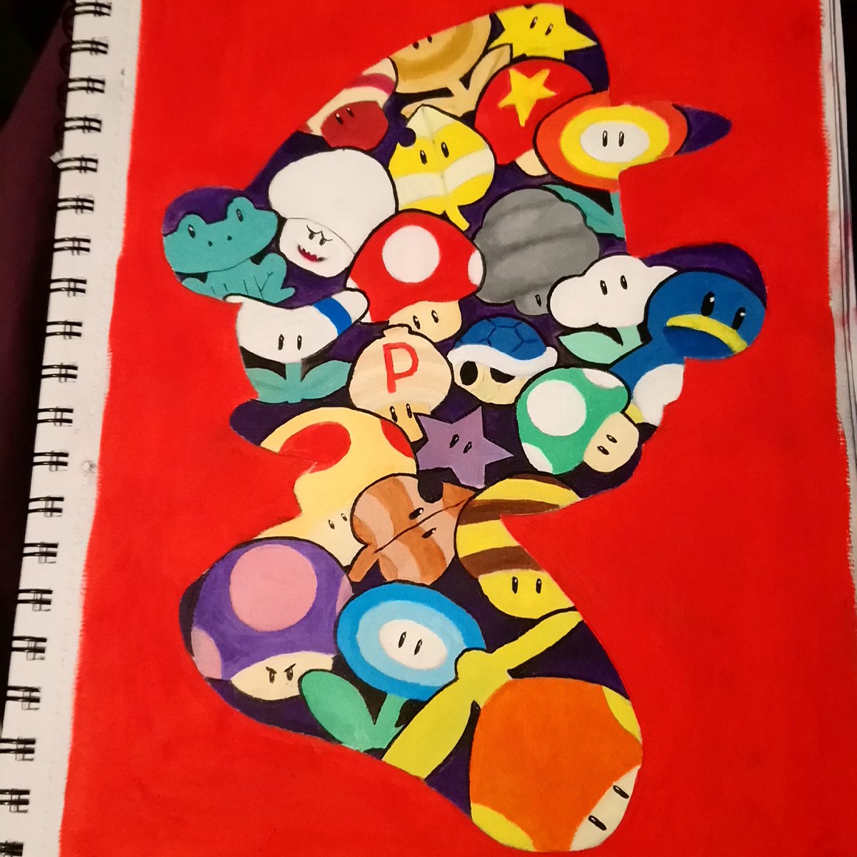 that_batmanguy's tweet photo. my newest painting. Mario silhouette #mario #nintendo #powerup https://t.co/bvSJyKnaaU