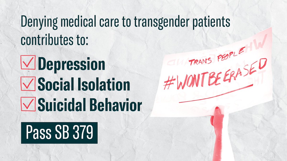 eqca's tweet image. Trans healthcare is under attack across the country.

Keep California a leader on comprehensive gender-affirming and reproductive care.

Tell the Senate Ed Committee, vote YES on #SB379

✍🏽 Take Action: go.eqca.org/a/sb-379
