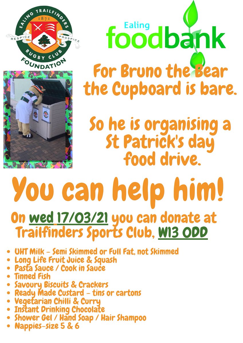 FOODBANK:

We’re back again this week for another collection! 

Join us on Wednesday to help across the local community 👏🏻
