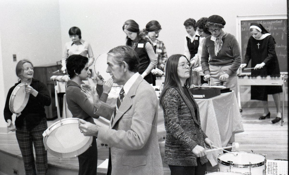 Photos of the week: A music theme since the Grammys were last night. Community Chorale members practicing in Harmony Hall, 1980s #Felician #music #choir
