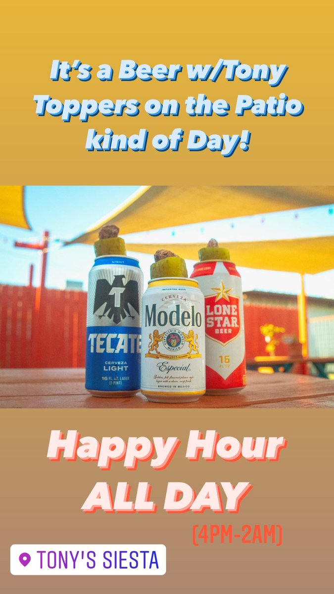 TonysSiesta's tweet photo. Legend says, on the first warm day of Spring, if you’re enjoying a Cold Beer (w/Tony Topper) on the Patio at Tony’s Siesta, you’ll be mentally transported to San Miguel de Allende in the Mountains of Mexico.

In other News- High today; 84 Degrees https://t.co/9xLeVipzjm