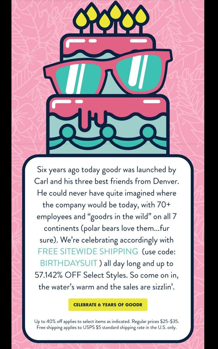 MagicCarpetRyde's tweet photo. Today is the 6 year anniversary of @goodr. They have a hell of a deal going on! As a member of the #goodrflamboyance for @gamegoodr I'm definitely gonna show my love and get some new pairs.#goodr #gamegoodr #muchlove #magiccarperyde #TwitchStreamers https://t.co/sO5pNTJCkU https://t.co/bxDsG1qpx1