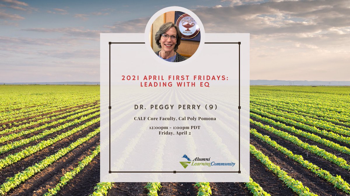 We're excited to share next month's First Fridays will feature Cal Poly Pomona Core Faculty and CALP coach, Dr. Peggy Perry! This event is open to alumni, fellows and Class 51 applicants. 

Register: zoom.us/meeting/regist…