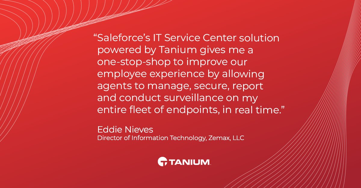 Tanium's tweet photo. A single pane of glass to manage and secure your #endpoints. Read on for more on our partnership with @salesforce https://t.co/7D15kmk5nl https://t.co/SuWBl4CYxO