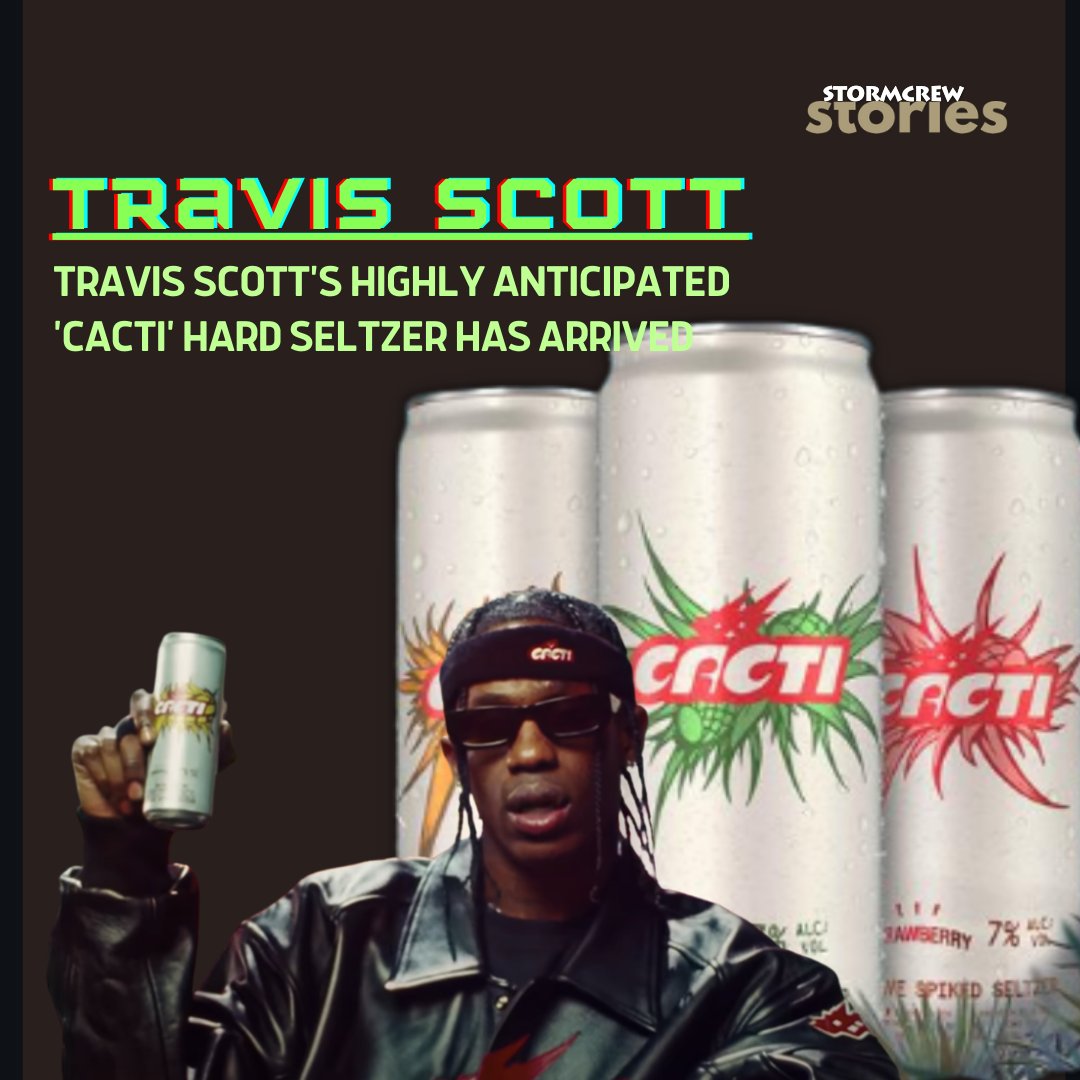 StormcrewR's tweet photo. #TravisScott’s highly-anticipated CACTI hard seltzer has landed. While Cactus Jack wasn’t physically present for the 2021 Grammys on Sunday (March 14), he still managed to make his presence felt in the form of a 30-second commercial supporting his new Anheuser-Busch beverage. https://t.co/UOu4akznZR
