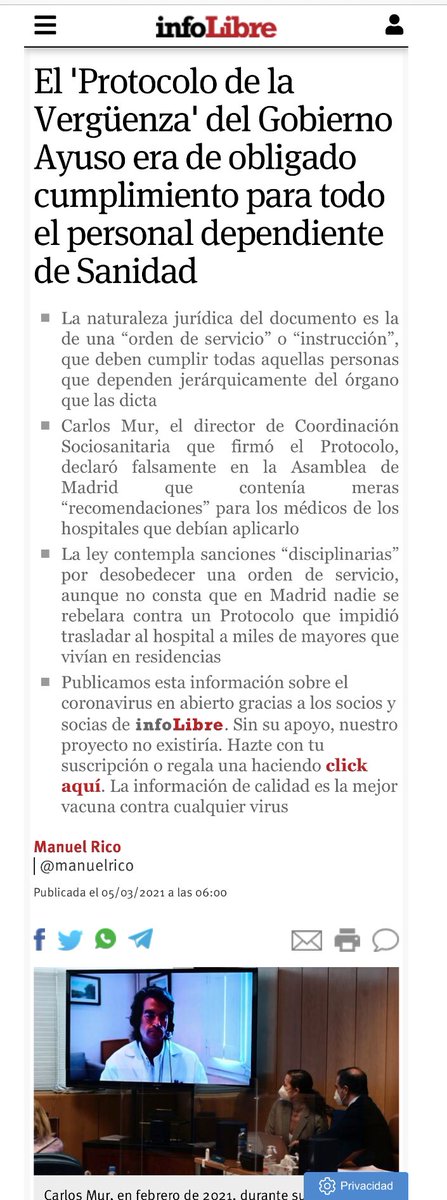 Martix_AL's tweet photo. “España me debe una”, dice la Presidenta cuyo gobierno firmó estos protocolos que sólo en los 20 días ss. al 18 de marzo acabaron con 5.343 ancianos (84% de los muertos de esos días),ahogándose tras la puerta de su habitación en una #ResidenciaDeMadrid
https://t.co/9zmiIdU9gD https://t.co/ItbUtl6c4h