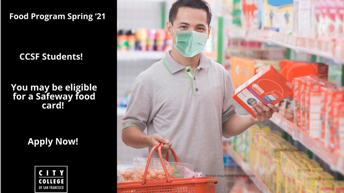 OfficialCCSF's tweet photo. CCSF students! There is still time to see if you are eligible for a Safeway food card!
Apply with a program coordinator and receive your food card today: https://t.co/bYSzopN7o6
#ccsf #ccsfmovingyouforward #foodcard #groceryhelp #payingitforward https://t.co/3Th8KYxR8Y