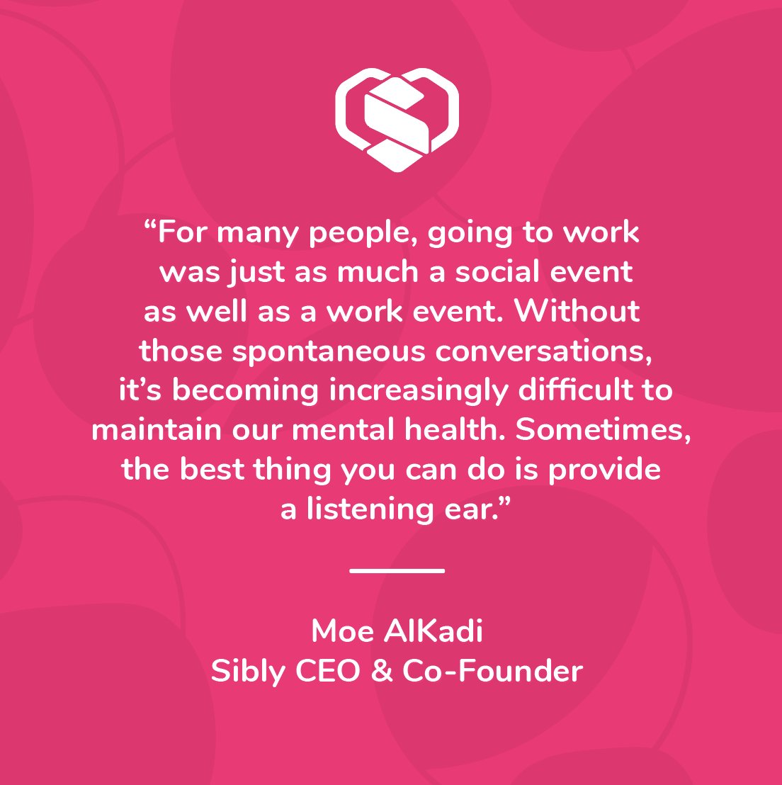 SiblyApp's tweet image. Sibly CEO &amp;amp; Co-Founder Moe AlKadi chatted with @EBNbenefitnews about the importance of a healthy work culture. For many, the workplace is a social outlet and provides meaningful connections. 

How is your team developing new avenues for connectivity?

bit.ly/30hzvM0