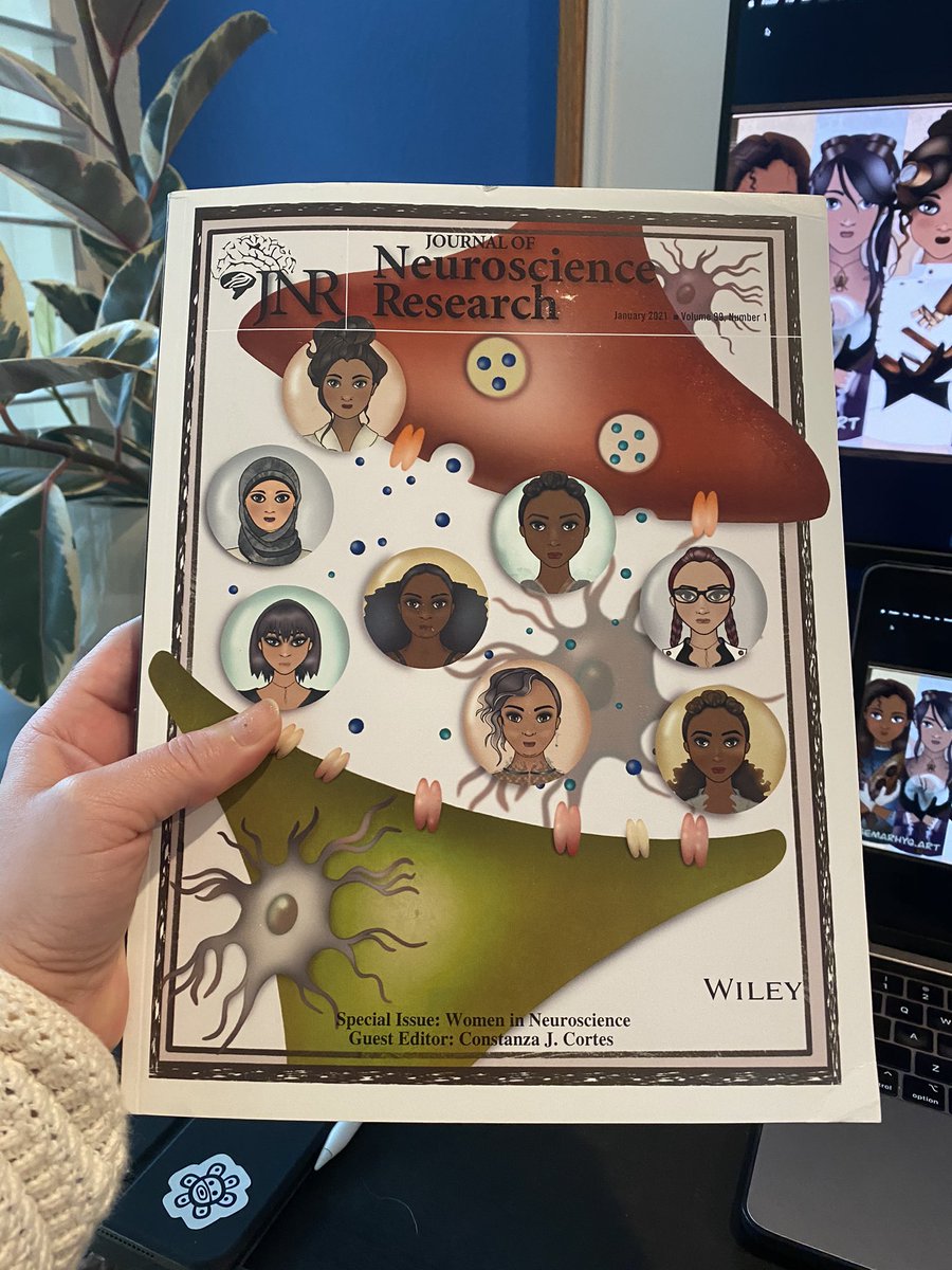 It finally arrived! The printed copy of my cover for the #WomenInNeuroscience special issue! 🤩💜🧠

#WomenInSTEM