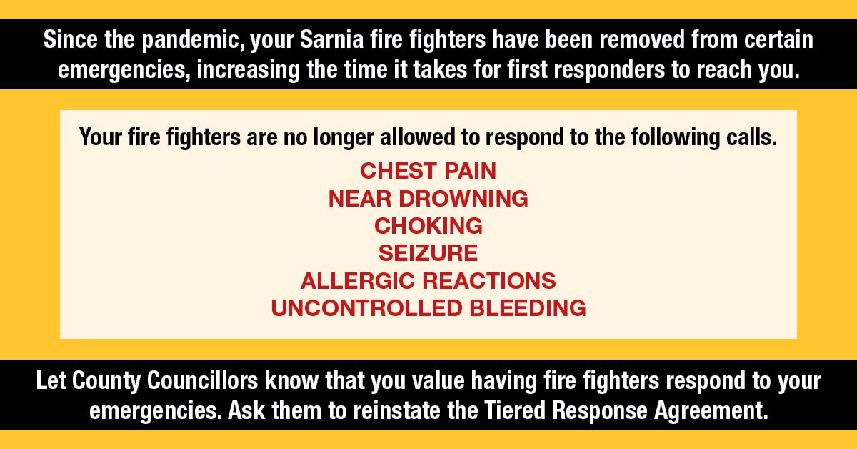 DYK? Sarnia Firefighters are being blocked by EMS Management from attending some life-threatening medical emergencies! Please RT and Sign our petition to demand your full emergency services be restored! 
bit.ly/3bx4Bpw