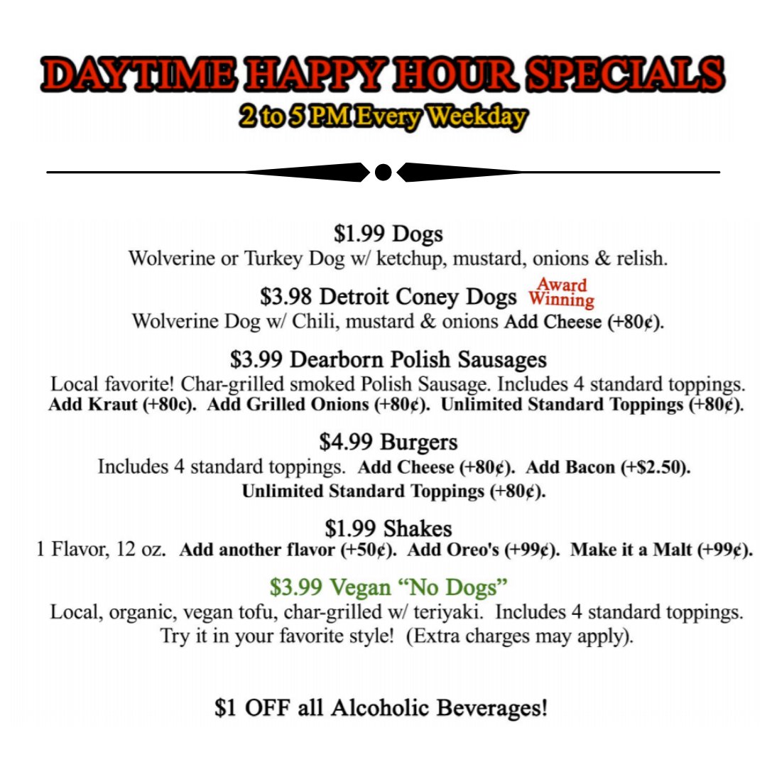 raysredhotsA2's tweet photo. Join us for Happy Hour! 2pm-5pm Monday-Friday

#RaysRedHots #LocallyOwned #HappyHour https://t.co/g43MKCAsmF