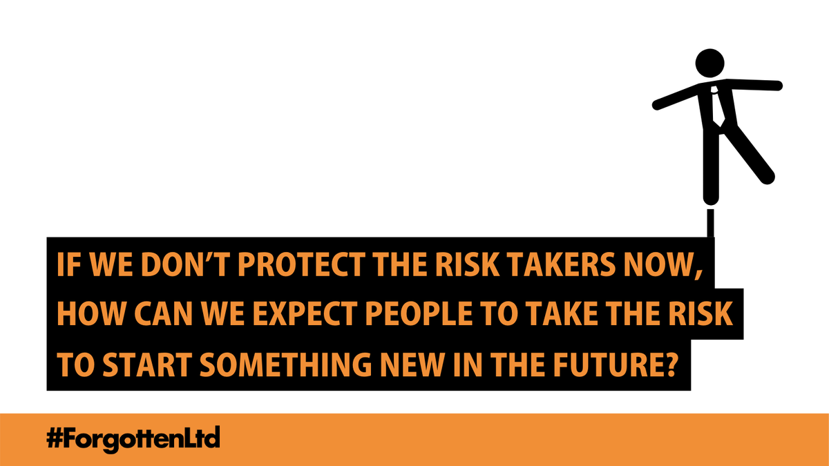 Ask a small biz owner how they felt about creating a thriving business and most will tell you that the risk was 💯% worth it!

Now ask a #forgottenLtd owner if they'd risk it again today.

Then ask <a href="/RishiSunak/">Rishi Sunak</a> why so many of them said, "No."

<a href="/APPGGapsSupport/">APPG Gaps in Covid-19 Financial Support</a> <a href="/MelJStride/">Mel Stride</a> #DISS