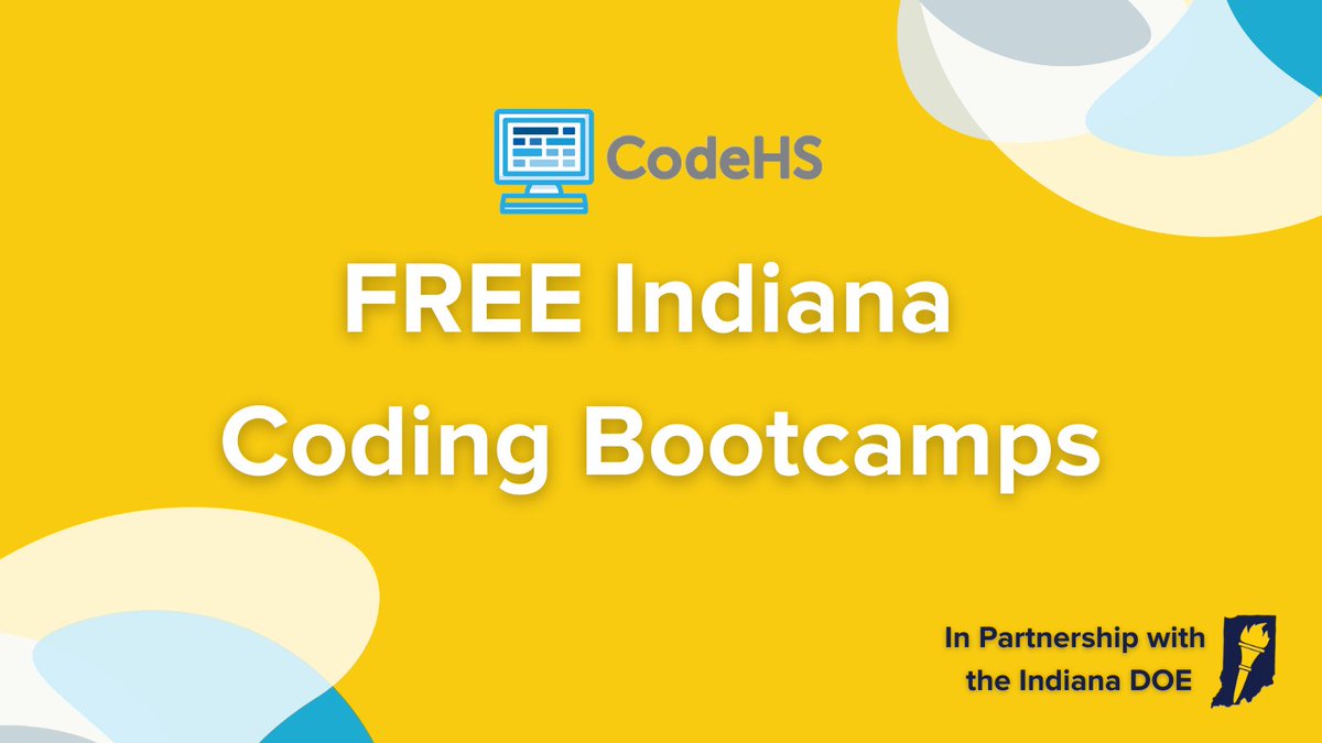 CodeHS's tweet photo. Calling all Indiana High School Teachers: Join us for a FREE coding bootcamp this spring! Level up your coding skills and earn a $300 stipend for doing so, learn more here: https://t.co/oBFwu5xvm8 @Indiana_CS @EducateIN https://t.co/G6JbFDS6Sm
