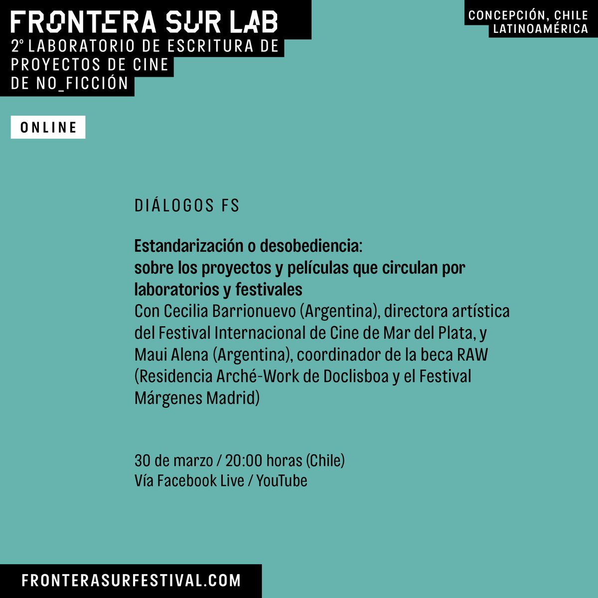 fronterasurfest's tweet photo. Otra de las actividades de FS_LAB 2 son los DIÁLOGOS_FS donde participarán Cecilia Barrionuevo (Argentina), Maui Alena (Argentina), Mary Jiménez (Perú-Bélgica), Alexandra Cuesta (Ecuador), Marilú Mallet (Chile-Canadá) y Tatiana Mazú (Argentina). + info en https://t.co/e42uSEpZRV https://t.co/lDn5X2UrG5