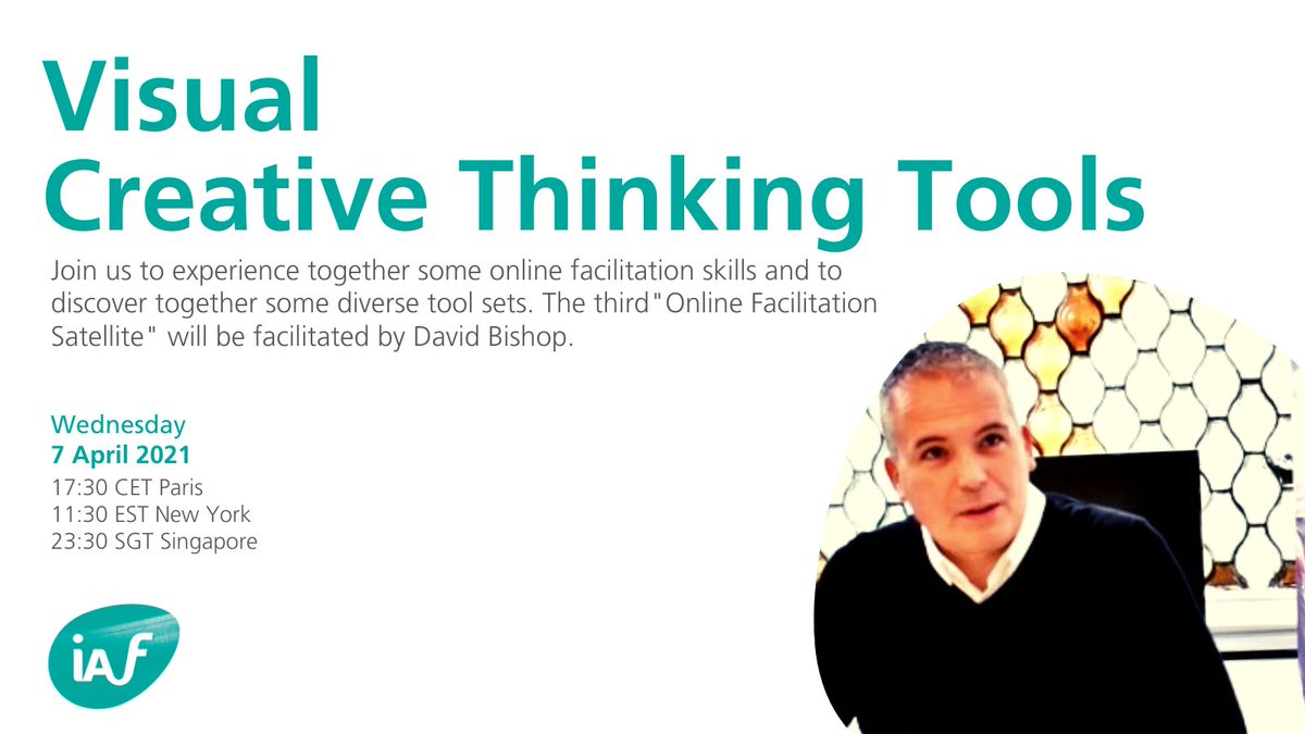 IAF Europe & Middle East (@iaf_eme) on Twitter photo Join us in this session: "One of my favourite visual creative thinking tools." This session of the "Online Facilitation Satellite" will take place on the 7th of April and will be facilitated by David Bishop <a href="/contactdavidbi1/">David Bishop - Facilitateur de dialogue</a> register now: eventbrite.it/e/iaf-online-f… #facilitation Join us in this session: "One of my favourite visual creative thinking tools." This session of the "Online Facilitation Satellite" will take place on the 7th of April and will be facilitated by David Bishop <a href="/contactdavidbi1/">David Bishop - Facilitateur de dialogue</a> register now: eventbrite.it/e/iaf-online-f… #facilitation