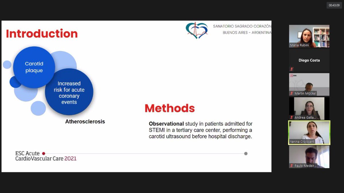 Guilleresperon's tweet photo. Presentación de trabajo en ESC ACUTE CV CARE 2021 @escardio realizado en Sanatorio Sagrado Corazón, Bs As.❤️
Un orgullo para todo el servicio, principalmente la @residencia_ssc con @yanicroissant 🙌
Gracias @Robcor07 @drdiegocosta @vanegrego @maximuzzio https://t.co/Y37FcDAO7M