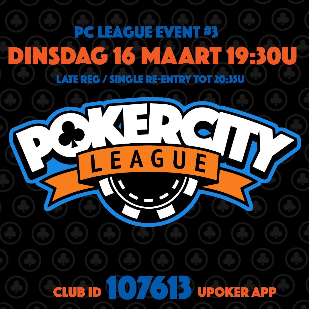 ♣Speel je morgen mee in de PokerCity League? De pokercompetitie die het live pokergevoel online brengt! 

📺 Volg de actie via livestream, doe mee aan prijsvragen en praat mee via de chat. 

📝Alles over de PCL lees je nu op onze website. Tot morgen!

pokercity.nl/pokercity-leag…