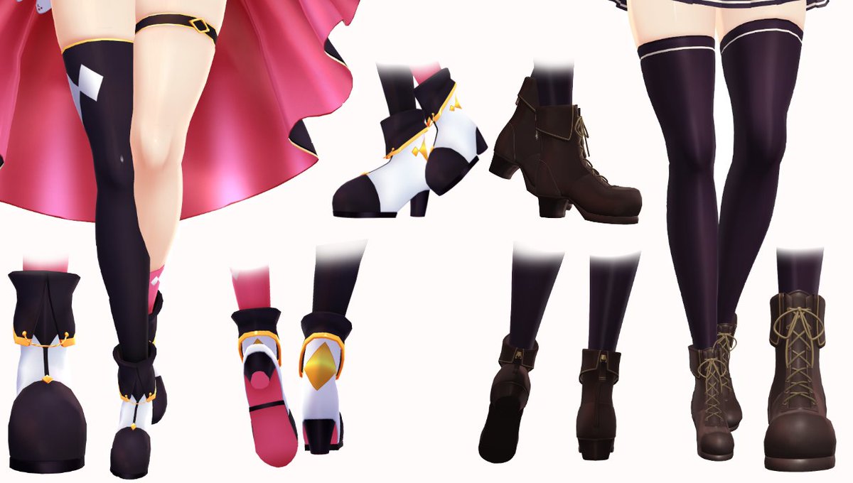 Vtuberの靴が見たい 左がアイドル衣装 右が通常衣装の靴 Vtuberの靴が見たい 左がアイドル衣装 右が通常衣装の靴