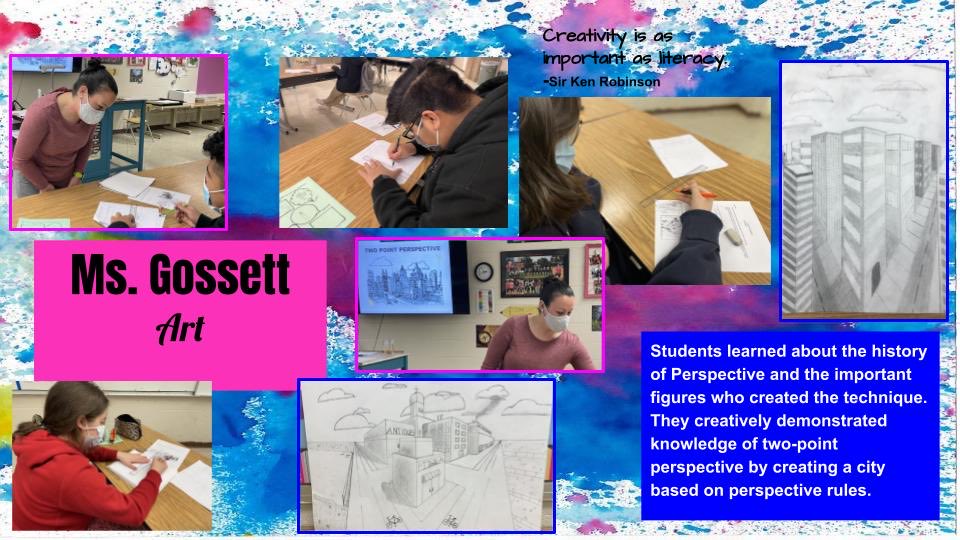 Ss learned about the history of Perspective &amp; the important figures who created the technique. They creatively demonstrated knowledge of two-point perspective by creating a city based on perspective rules. #omsart <a href="/HCSHarrisonBay/">Hamilton County Schools, TN - Harrison Bay LC</a> #omsowls