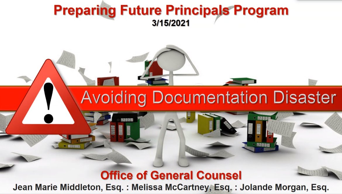 carlene_millen's tweet photo. Preparing Future Principals Program - WOW!  What an awesome session on legal best practices.  Our future principals learned several awesome tips for avoiding the documentation disaster.  Thank you Office of General Counsel! #KnowBetterDoBetter #LearningLeadingAndGrowingTogether https://t.co/EtiYOtwGDL