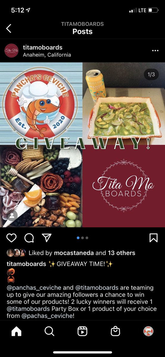 CevichePanchas's tweet photo. What better way to comeback than with a collab giveaway with @titasboards @_mocastaneda 
Go on your Instagram and follow at TitasBoards to win a tray of our product or a fire charcuterie board!!!! https://t.co/Bqk12ND0PR