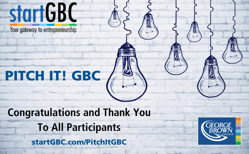 startGBC's tweet photo. Congratulations to all those who submitted an entry to this year's PITCH IT! GBC competition!
The quality of applications has been outstanding. We look forward to hearing the finalists make their pitches on Saturday, March 27, 2021!
#GeorgeBrownCollege #startGBC #PitchItGBC. https://t.co/PwTUIbsihy