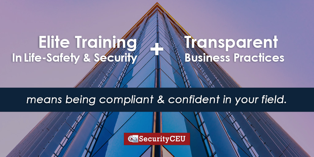 SecurityCEU's tweet photo. At https://t.co/MqgNAKitYv, we offer transparent business practices and the highest quality in security and life-safety courses. Doesn't your business deserve the best? https://t.co/0hoGo3cVvO
