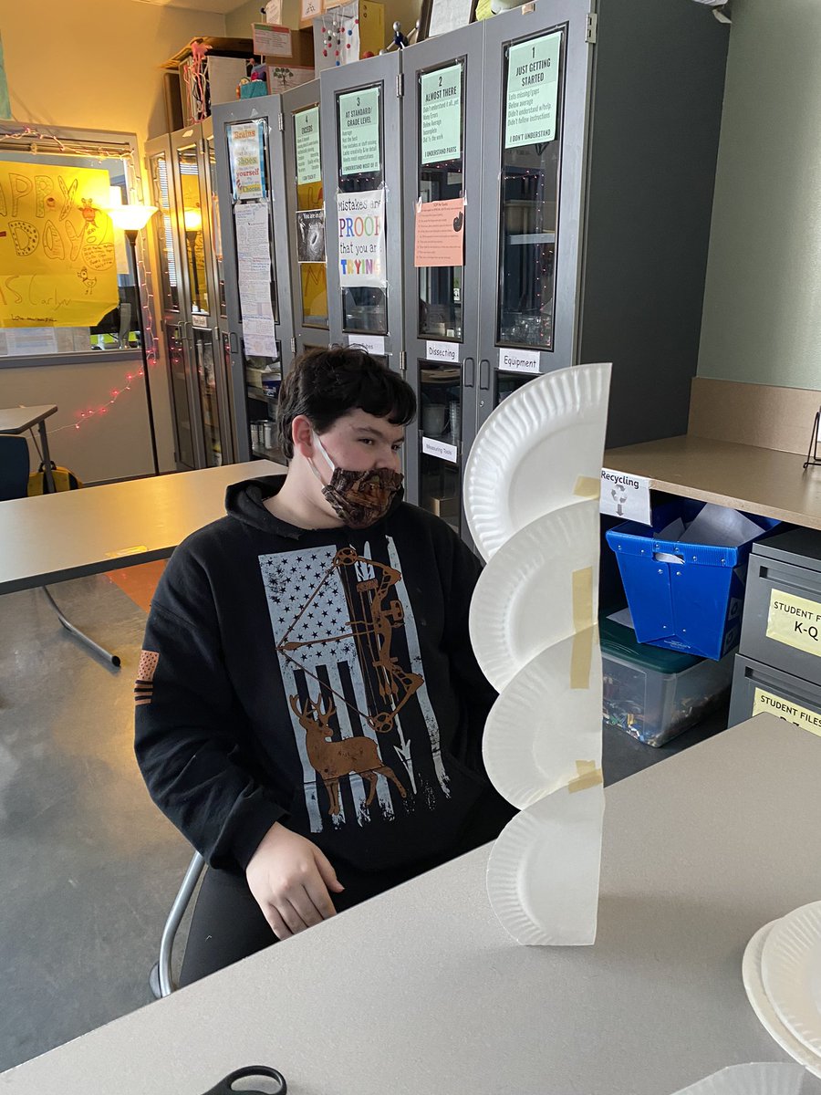 SciSamurai's tweet photo. Need #stem for #covid #teaching? Try paper plate challenges. Today’s was build a tower using 3 paper plates, 12 in tape, & 2 paper clips! #engagedkids #stemchallenges #steam #hybridlearning #cheapstem https://t.co/S7oicqi3L6