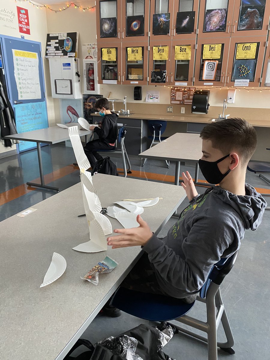 SciSamurai's tweet photo. Need #stem for #covid #teaching? Try paper plate challenges. Today’s was build a tower using 3 paper plates, 12 in tape, & 2 paper clips! #engagedkids #stemchallenges #steam #hybridlearning #cheapstem https://t.co/S7oicqi3L6