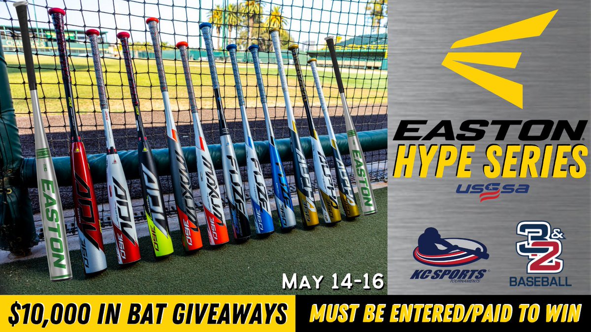 KC Sports (@kcsports) on Twitter photo <a href="/KCSPORTS/">KC Sports</a> & <a href="/jc3and2baseball/">3&2 Baseball</a> is proud to bring you the <a href="/EastonBaseball/">Easton Baseball</a> Hype Series! We will be giving away $10,000 worth of bats leading up to & throughout the event! Also, check out the Easton Hit Lab where you can test out the newest gear on the market!
usssa.com/baseball/event… <a href="/KCSPORTS/">KC Sports</a> & <a href="/jc3and2baseball/">3&2 Baseball</a> is proud to bring you the <a href="/EastonBaseball/">Easton Baseball</a> Hype Series! We will be giving away $10,000 worth of bats leading up to & throughout the event! Also, check out the Easton Hit Lab where you can test out the newest gear on the market!
usssa.com/baseball/event…