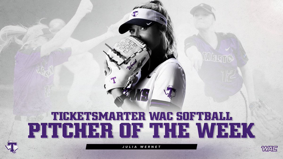 TarletonSB's tweet photo. Julia Wernet, the✌️-time WAC Pitcher of the Week! 😈

🥎 2-1 Record
🥎 14.2 innings
🥎 8 K's

🔗 https://t.co/fH58zvmveb https://t.co/vRpFrJ5asw