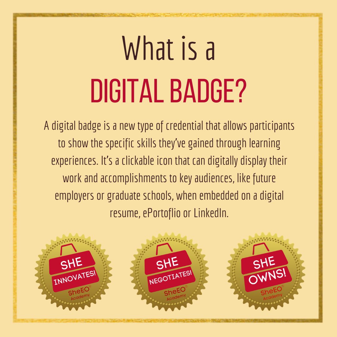 Are you ready to level up? Sign up for one of SheEO Academy's Digital Badge certifications to show everyone your #girlboss skills. We'll be announcing the schedule soon! #digitalbadge #kidpreneur #entrepreneur #kidsarethefuture #thefutureisfemale #youthleadership #BeaSheEO