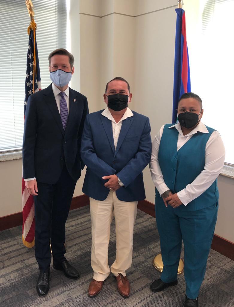 I had a lively conversation today w/ Minister Perez &amp; CEO Carrillo from the Ministry of Blue Economy &amp; Civil Aviation. The Blue Economy is vital for Belize’s economic growth via tourism &amp; to preserve Belize’s natural resources. We look forward to working w/ this new Ministry! ~KG